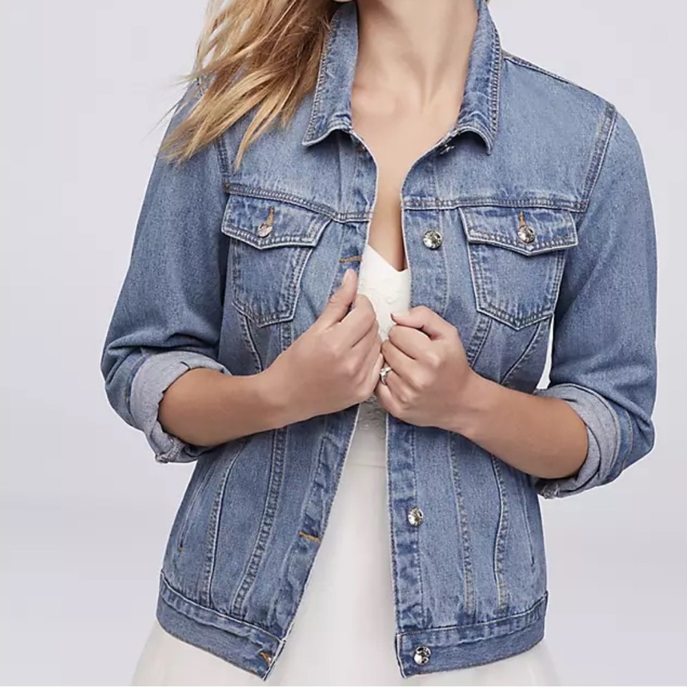 BRIDE Women’s XXL David's Bridal Embroidered Classic Blue Denim Jean Jacket EUC - Picture 4 of 16